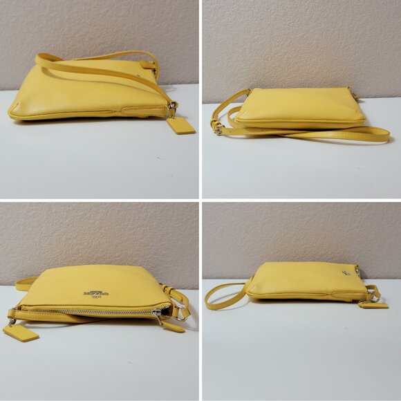 COACH Butter Yellow Pebbled Leather Crossbody File Bag - Picture 5 of 8